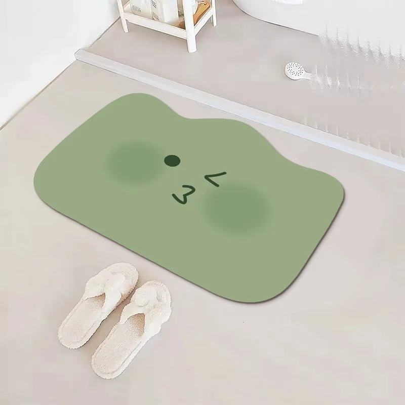 VIKAMA Cartoon Shaped Cute Expressions Diatomite Floor Mats Household Bathroom Anti-slip Wear-resistant Foot Mat Home Decoration
