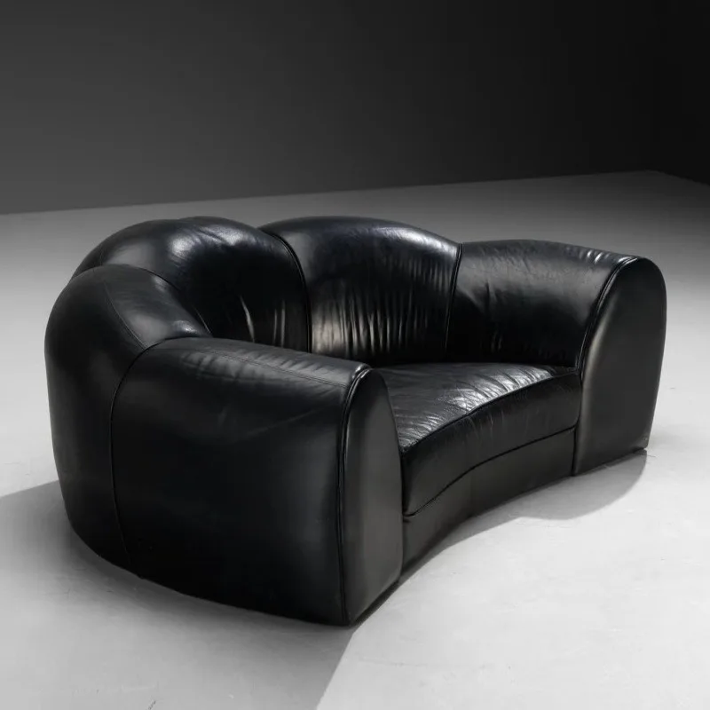 Cattle oil wax skin muscle feeling double small apartment living room sofa