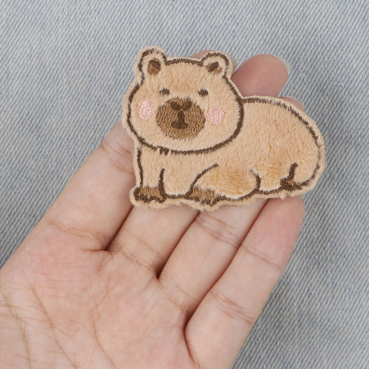 5pcs/set Cartoon Capybara Cute Brown Animal Embroidered Patches on Clothes Self-adhesive Cloth Sticker DIY Clothing Accessories