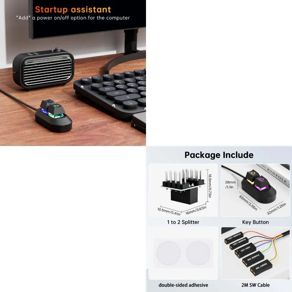  Desktop Computer External Power Switches Reset Button Adapter Splitter Cord