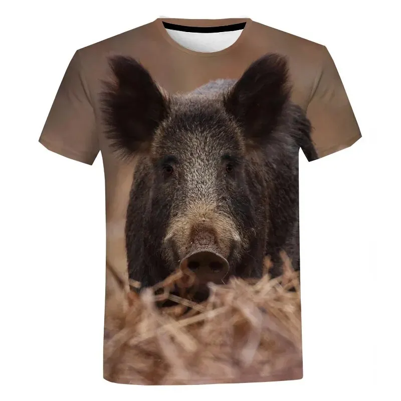 

Funny Wild Boar T-Shirts Animal Pig 3D Print Streetwear Men Women Fashion Oversized Short Sleeve T Shirt Kids Tees Tops Clothing