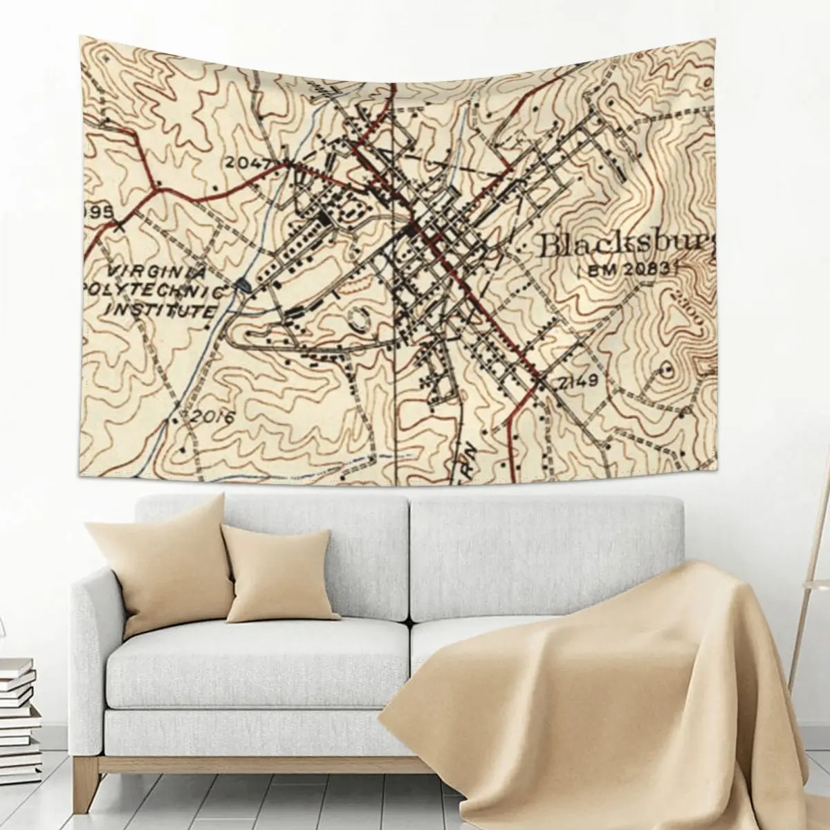

Vintage Map of Blacksburg Virginia (1932) Tapestry
