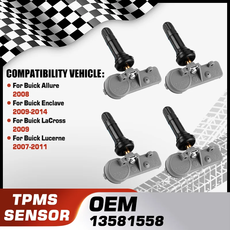 

1/4PCS Tire Pressure Sensor For Buick Allure 2008 Buick Enclave 2009-2014 Buick LaCrosse 2009 Buick Lucerne 2007-2011 13581558