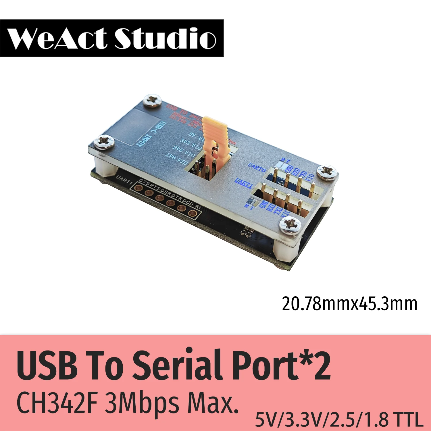 WeAct CH342F USB to 2-way TTL Serial Module Supports 1V8 2V5 3V3 5V Power  3Mbps Max