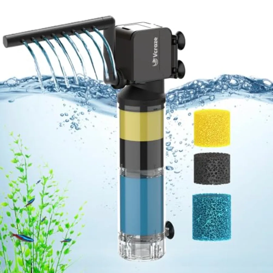 

Трехступенчатый внутренний фильтр для аквариумов объемом 40-150 галлонов с режимами аэрации и дождевания, регулируемым потоком, из пластика без БФА