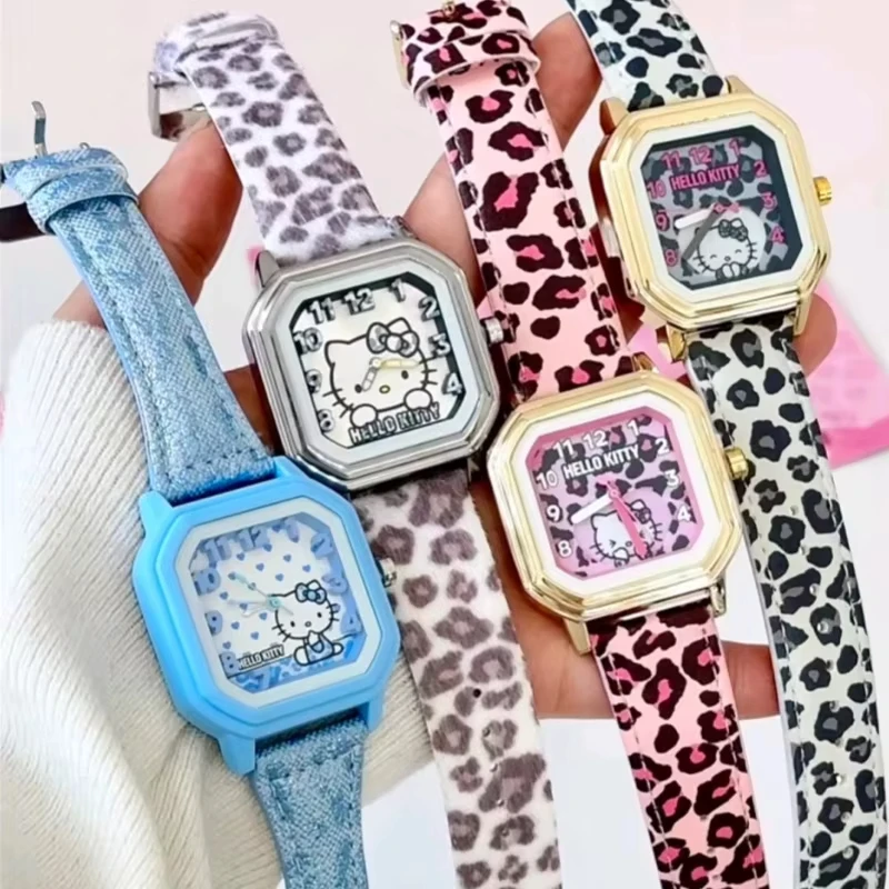 New Genuine Sanrio Hello Kitty Sweetheart Leopard Print Series Wristwatch Blind Box Trendy Student Watch Ornament Birthday Gift view 6