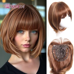 Synthetic Hair Topper For Woman Toppers With Bangs Bob Hairstyles Natural Fake Hair Short Straight Hair Clips Wigs