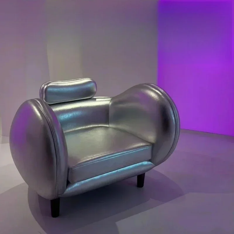 Retro style punk style replica creative design store niche silver single sofa chair
