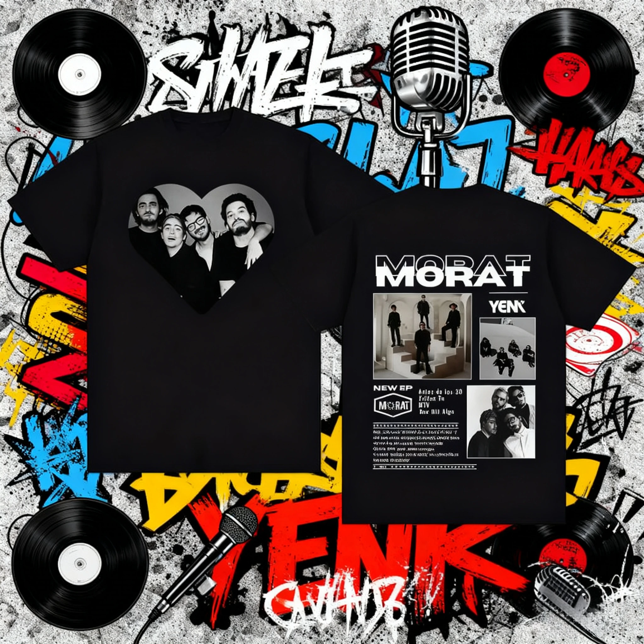 

2025 Summer Moratband As Unto Pendientes Yemtour Graphic T-shirt Men's Hip-hop Retro Cotton Short Sleeve Loose Casual.