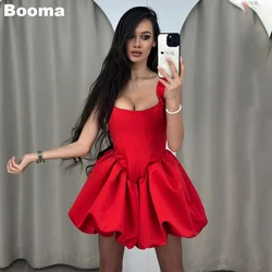 Booma Red A-Line Mini Prom Dresses Puff Skirt Homecoming Cocktail Dress Sleeveless Pleats Special Occasion Party Gowns Outfits