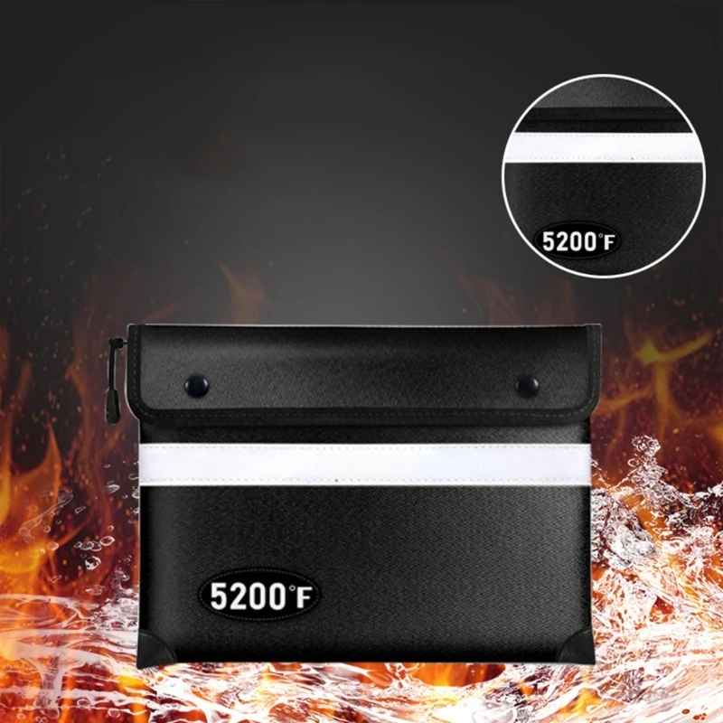 W89C حقيبة وثيقة مقاومة للحريق 5200 ° F 13x10inch مع سحابات قفل شرائح عاكسة منظمي التخزين المعزول من أجل المال