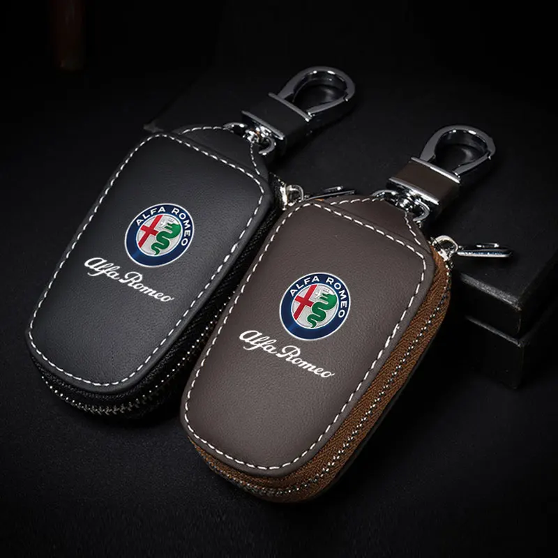Multifunktions Auto Echtes Leder Schlüssel Fall Zipper Schlüssel Abdeckung Für Alfa Romeo giulia stelvio giulietta 159 147 156 166 Zubehör