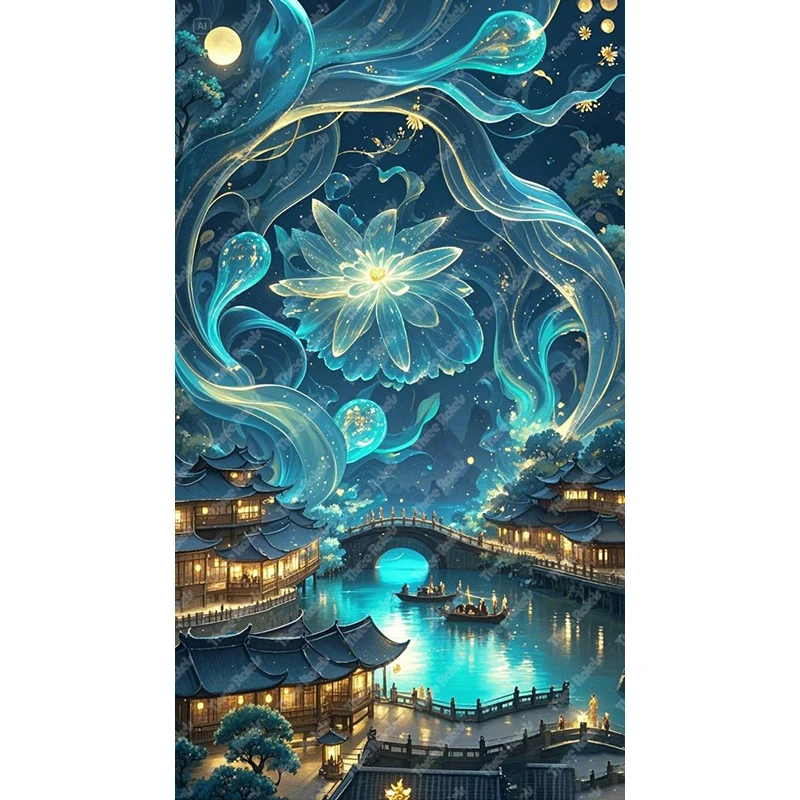 Three Ratels QHH178 Elegant Oriental Ancient Kingdom Fantasy Night Romantic Wall Stickers for Home Decoration