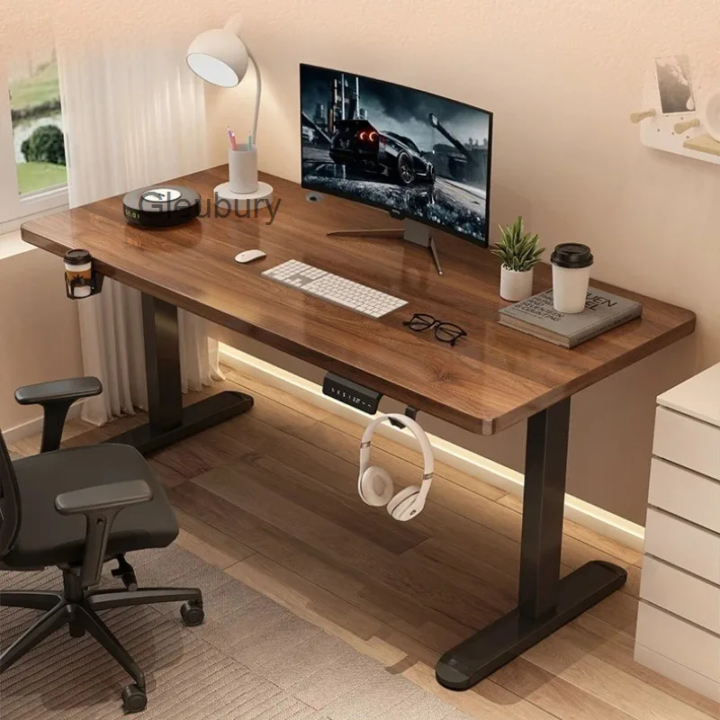 Lifting Electric Solid Wood Desk, Intelligent Computer Desk, Adjustable Gaming Desk, Home Learning and Office Desks, Workbench