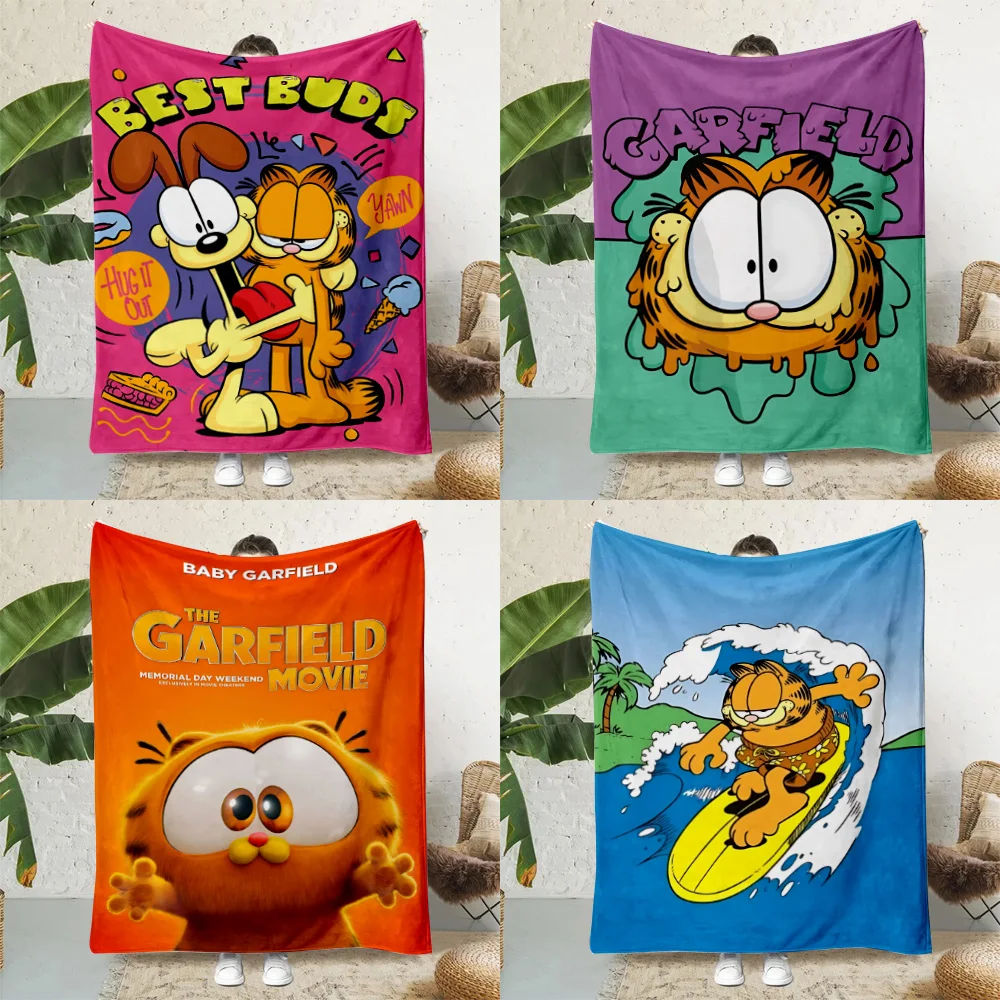 Hot Anime Cartoon Garfields Printed Blanket Picnic Blankets Warm Blanket Soft and Comfortable Blanket Home Travel Birthday Gift