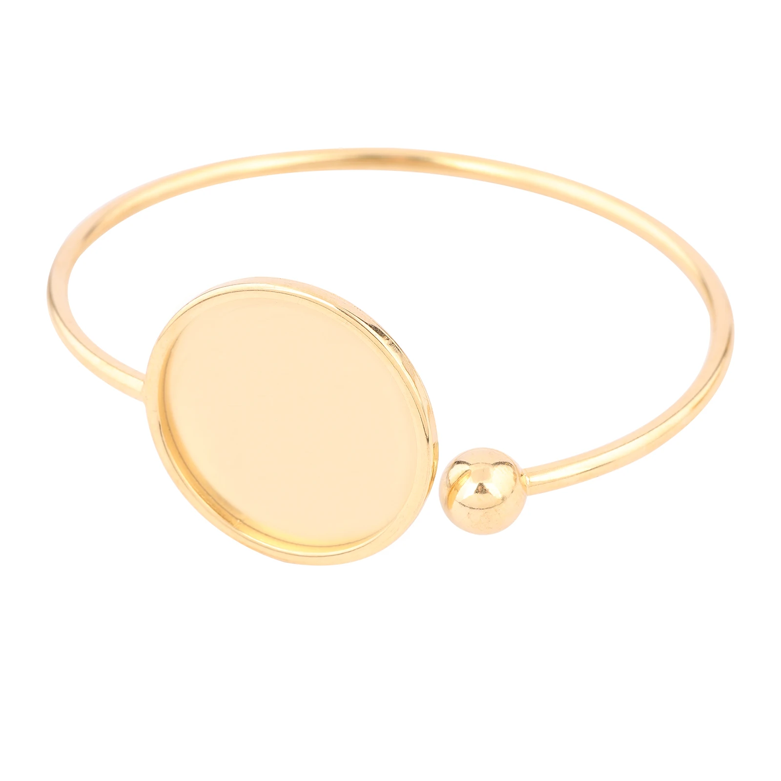 2pcs Stainless Steel Gold Plated 55mm 58mm 65mm Adjustable Cuff Bangle Base Blanks 25mm Cabochon Bracelets Bezel Settings Diy