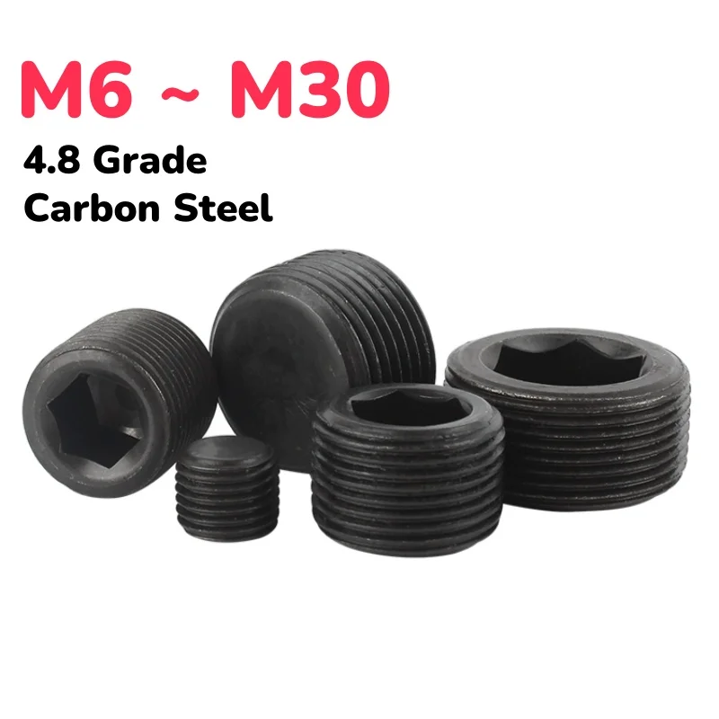 

M6 M8 M10 M12 ~ M30 1/8/ 1/4 4,8 Класс из углеродистой стали Метрическая/императорская шестигранная концевая заглушка Пробка гидравлического масла