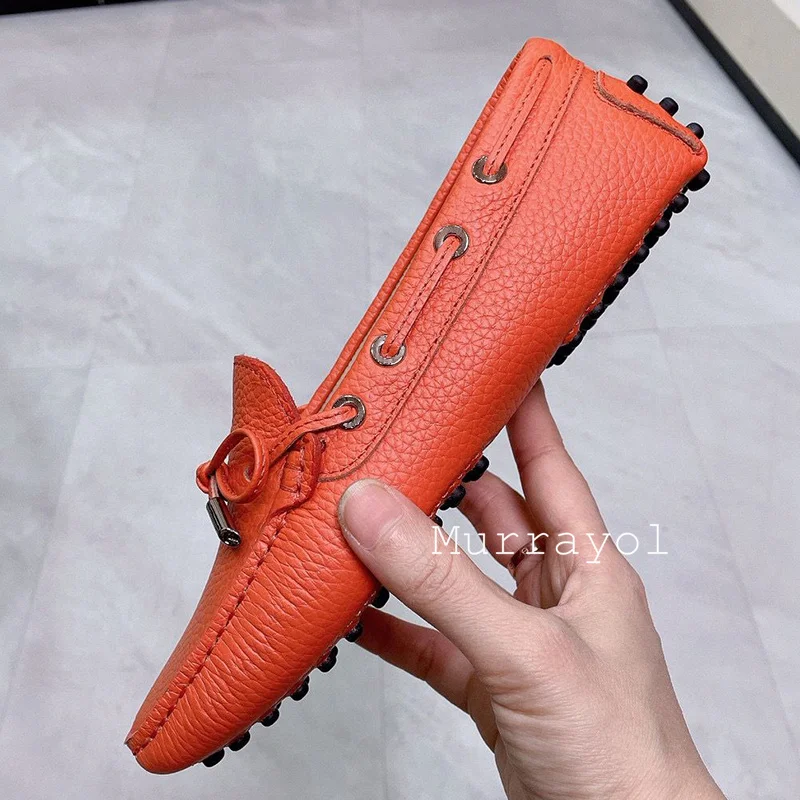 ผีเสื้อตกแต่งปากตื้นLoafersผู้หญิงหนังสีทึบแบนรองเท้าฤดูใบไม้ผลิฤดูใบไม้ร่วงนุ่มSoledรองเท้า