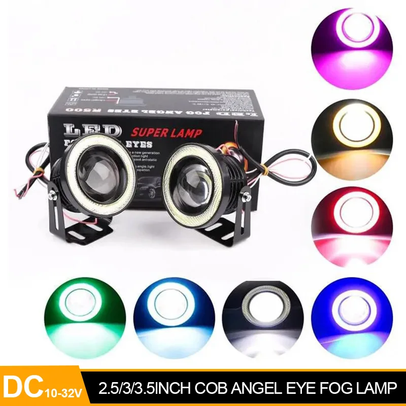 

2 шт. автомобильные светодиодные COB-фары 12В, дневные ходовые огни (ДХО) «Ангельские глазки», противотуманные фары, водонепроницаемые, указатели поворота, светодиоды для багажника