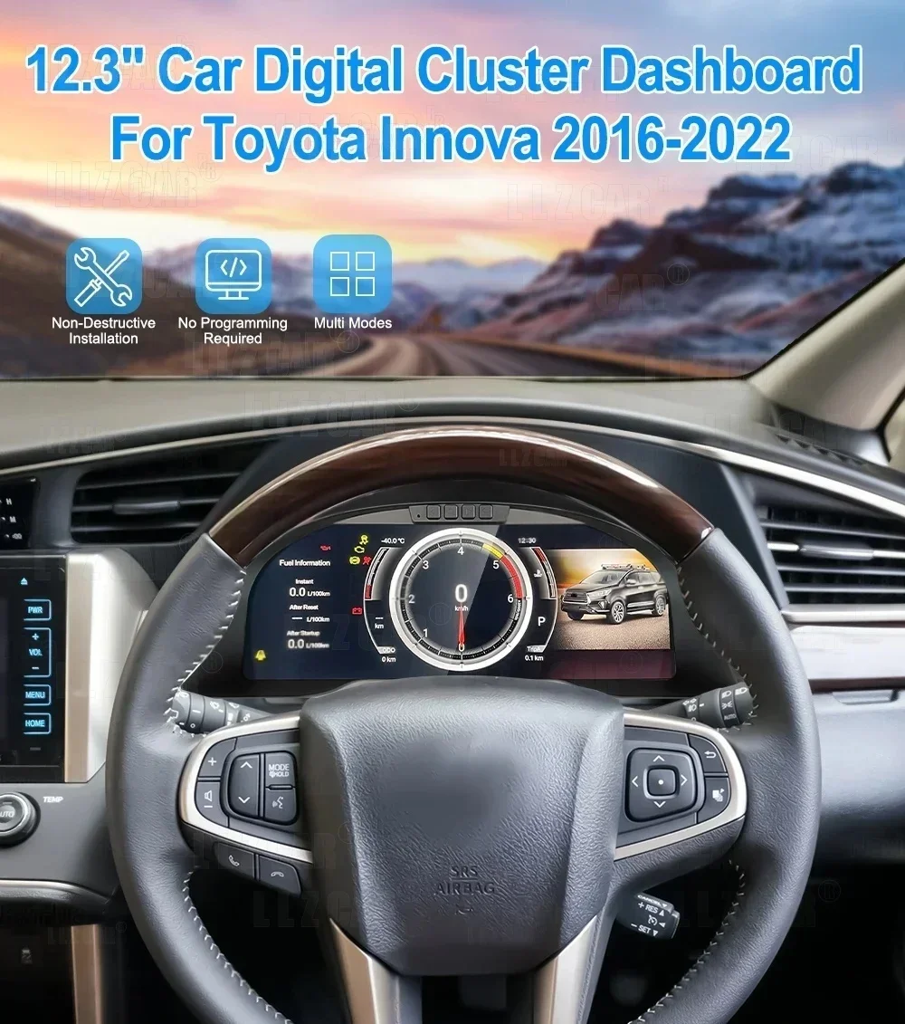 LCD Instrument Panel Panel For Toyota Innova 2016-2022 Virtual Cluster CockPit Speed Dedicated Digital Cluster Dashboard