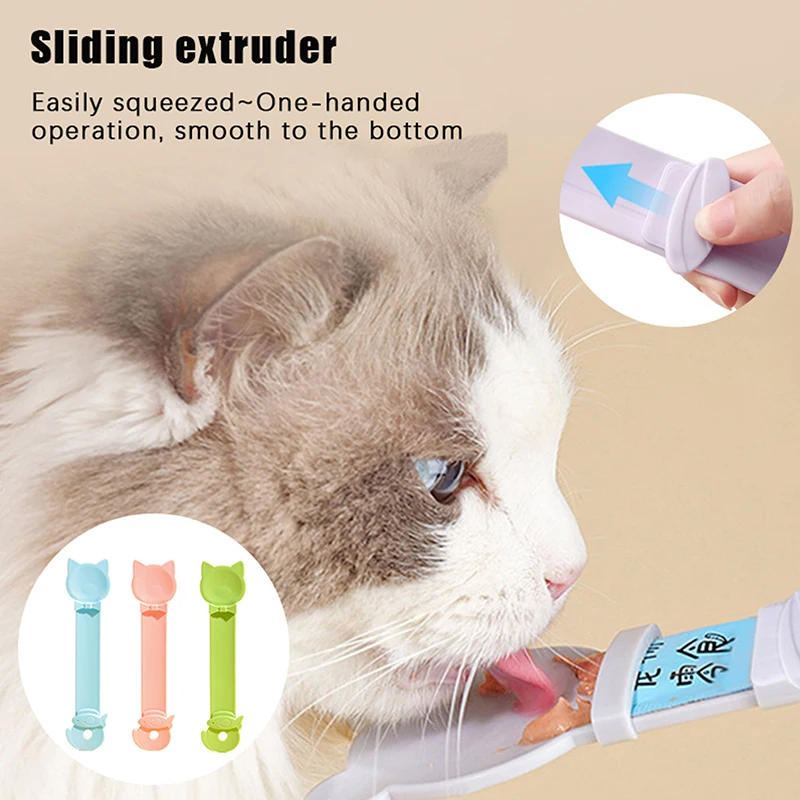 

Cat Strip Feeder Spoon Long Handle Cat Food Strip Squeezer Pet Meat Mud Treat Dispense Spoon For Cats Pet Supplies