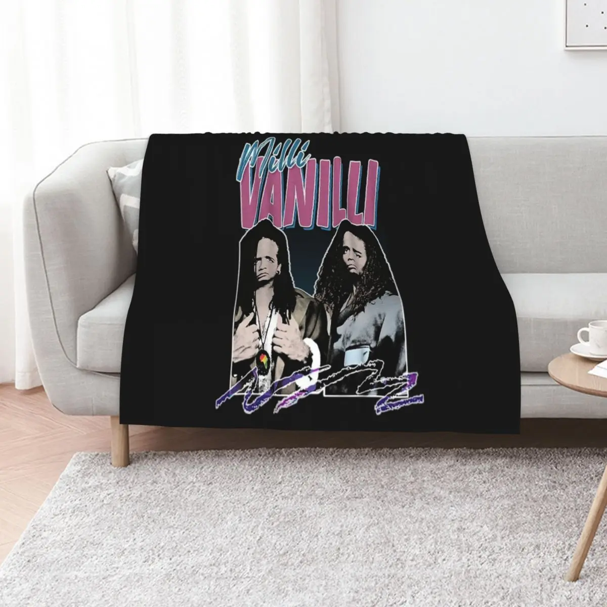 Milli Vanilli T-ShirtMilli Vanilli - 80's Fanart Aesthetic Design Tribute Throw Blanket Flannels Hair Baby for sofa Blankets