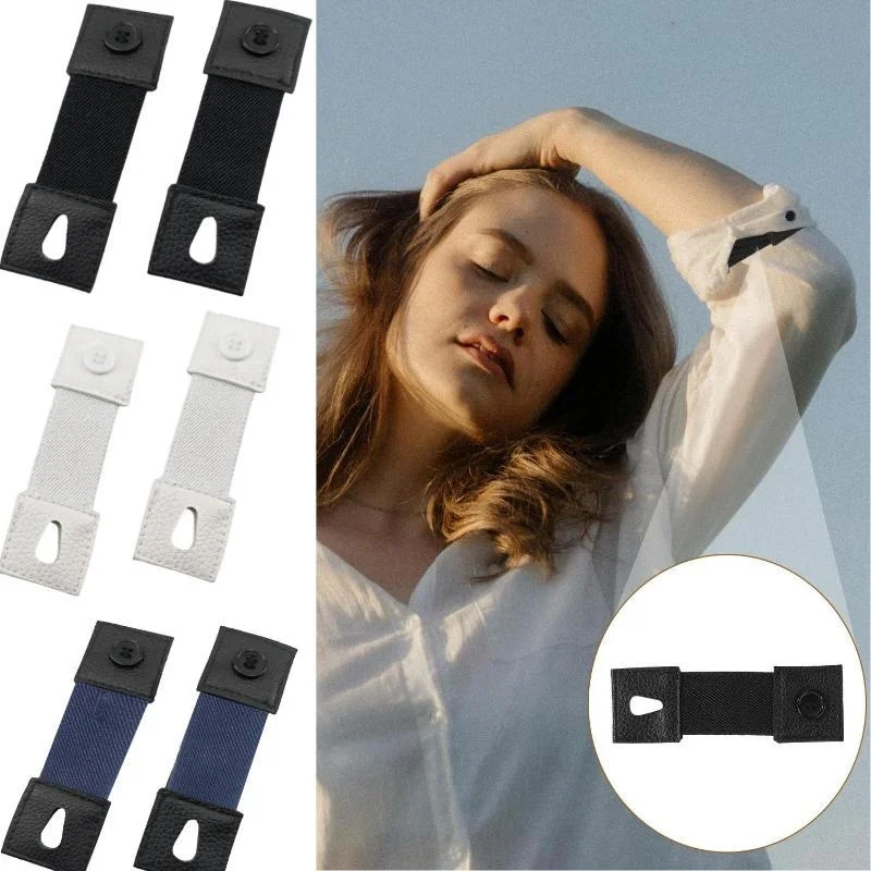 1Pair Shirt Cuff Extender Elastic Button Extension Strap Men Women Sleeve Holder Cufflinks Arm Cuffs Bands Extension Accessorie