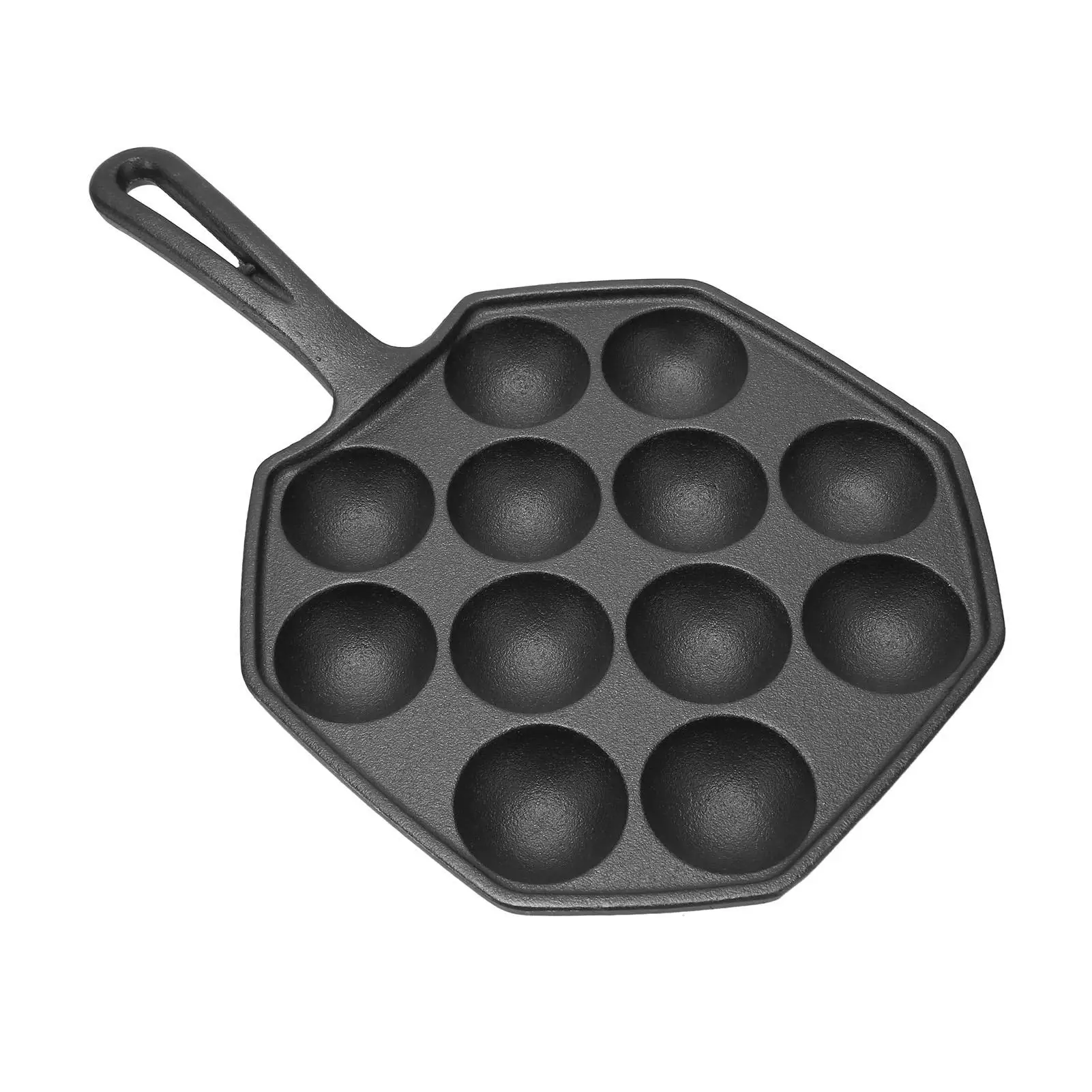 12-Cavity Takoyaki Maker Skillet - Cast Iron Non-Stick Octopus Meatball Pan, Stain Resistant for kitchen Essential