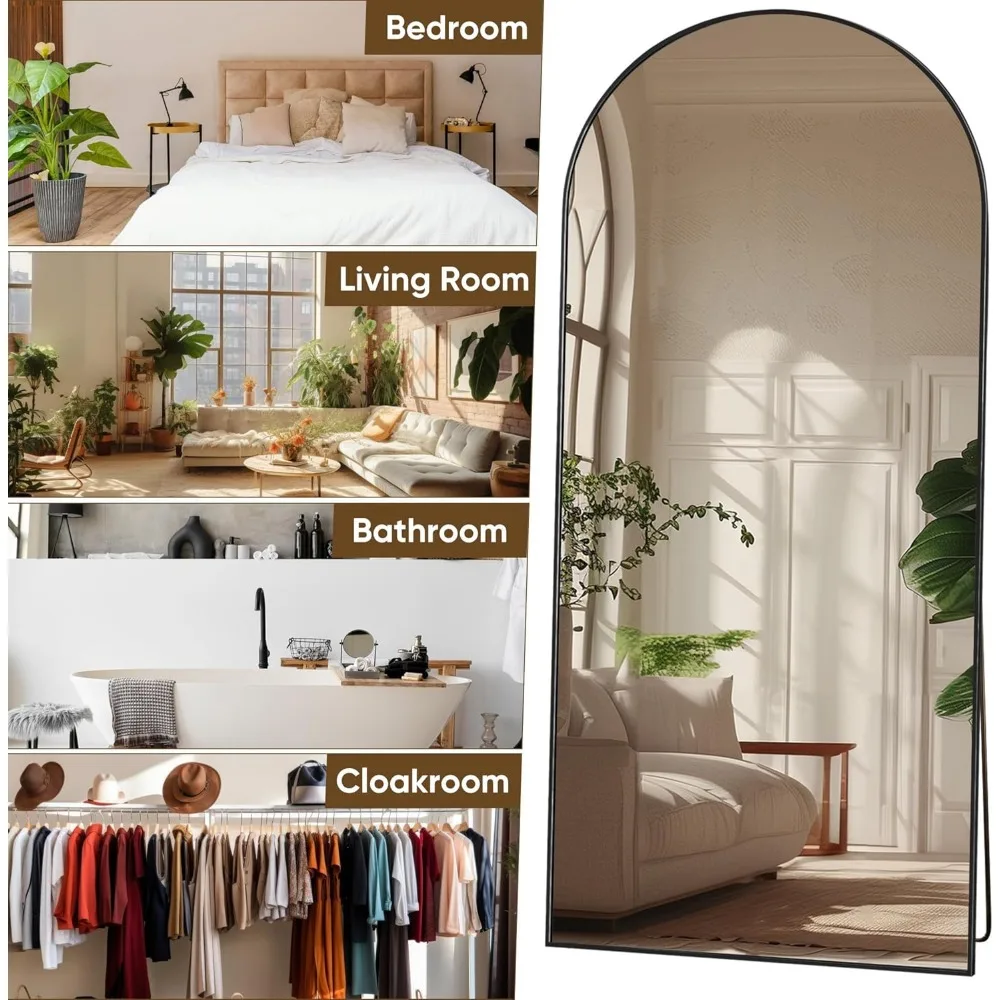 Full Length Mirror, 71"x28" Floor Mirror, Floor Standing Mirror Freestanding Arch Full Body Mirror with Stand for Bedroom