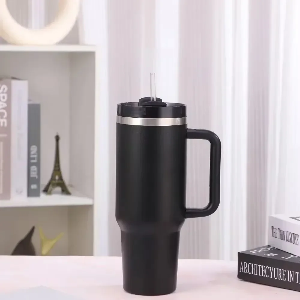 Stainless Steel Vacuum Insulated Tumbler 40oz Thermal Travel Mug with Straw Thermal Coffee Car Cup for Camping Hiking Picnic