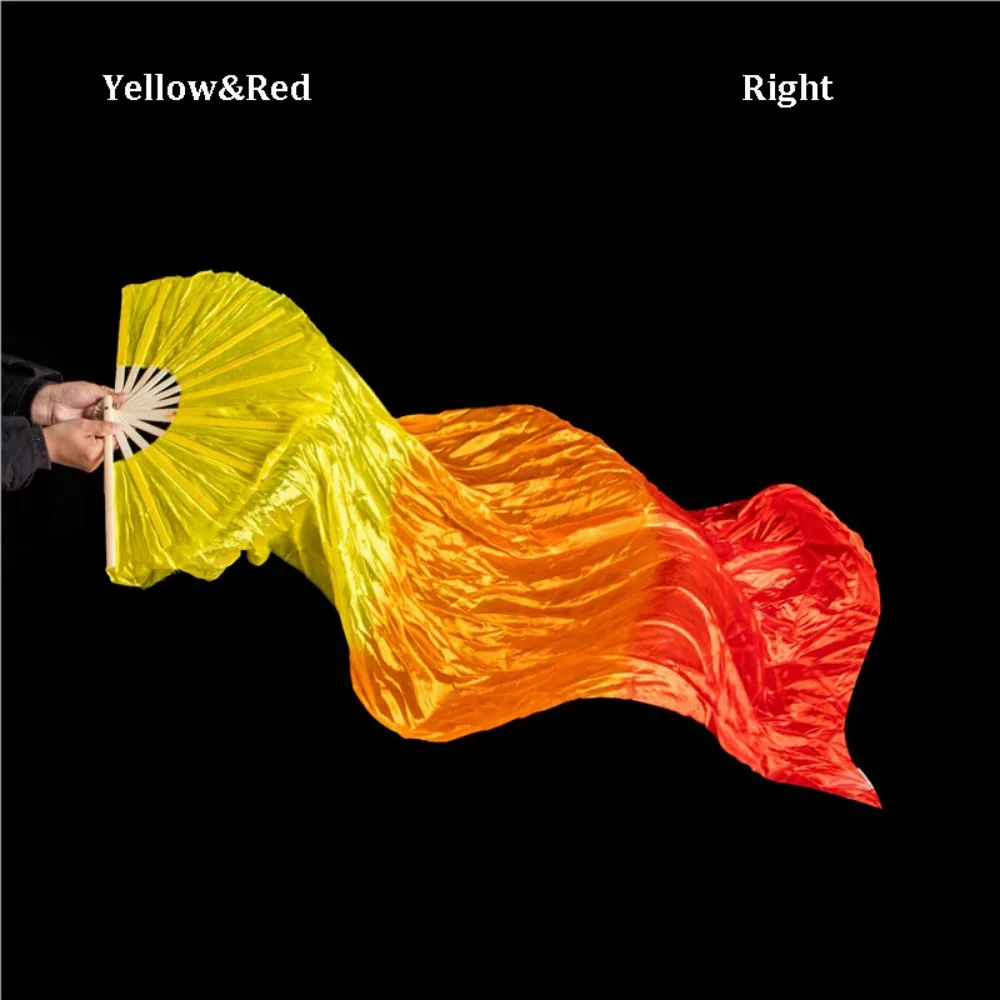 Gradient Color Belly Dancing Fan 1.5m Practice Dancer Tool Long Imitation Fan Multicolors Rayon Silk Fans Square Dancing