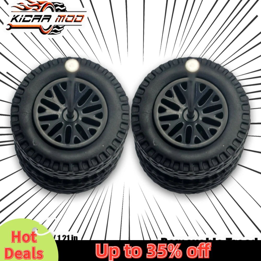 1/64 Model Car Wheels with Rubber All Terrain Tires Multi Spoke Refitting Parts for Off-road Vehicle HotWheels Medium Size 1 Set