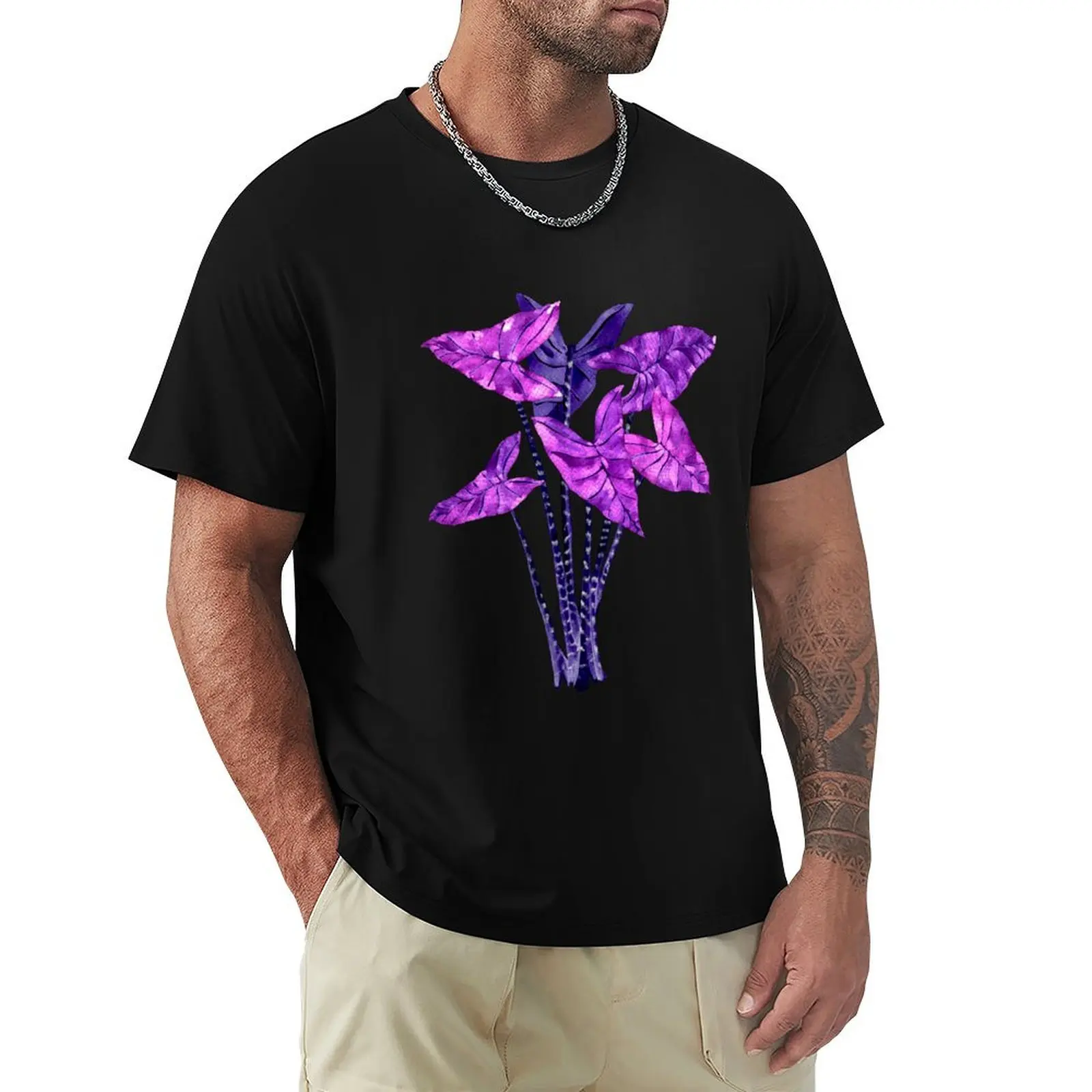 

Alocasia zebrina purple T-Shirt designer shirts Blouse summer 2025 mens graphic t-shirts