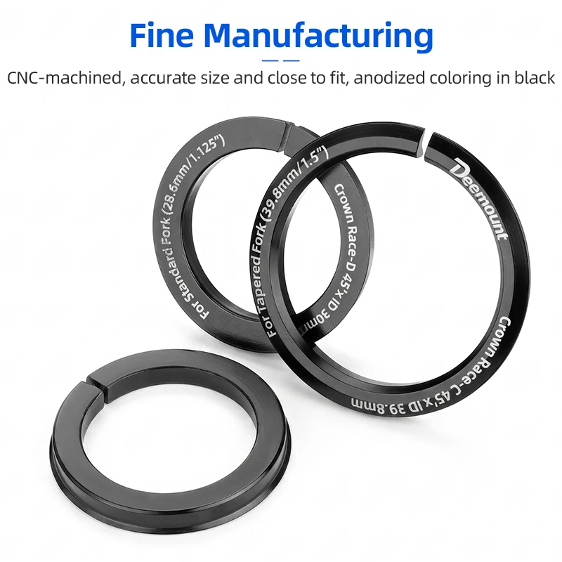 Bicycle Split Headset Crown Race Converter For 39.8mm Tapered 28.6mm Straight Optional CNC Machined Alloy Bike Front Fork Washer view 3