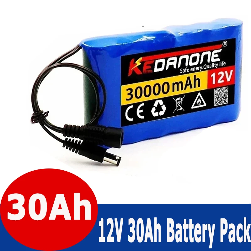 NEW Portable Super 12V 30000mah Battery Rechargeable Lithium Ion Battery Pack Capacity DC 12.6v 30Ah CCTV Cam Monitor + Charger