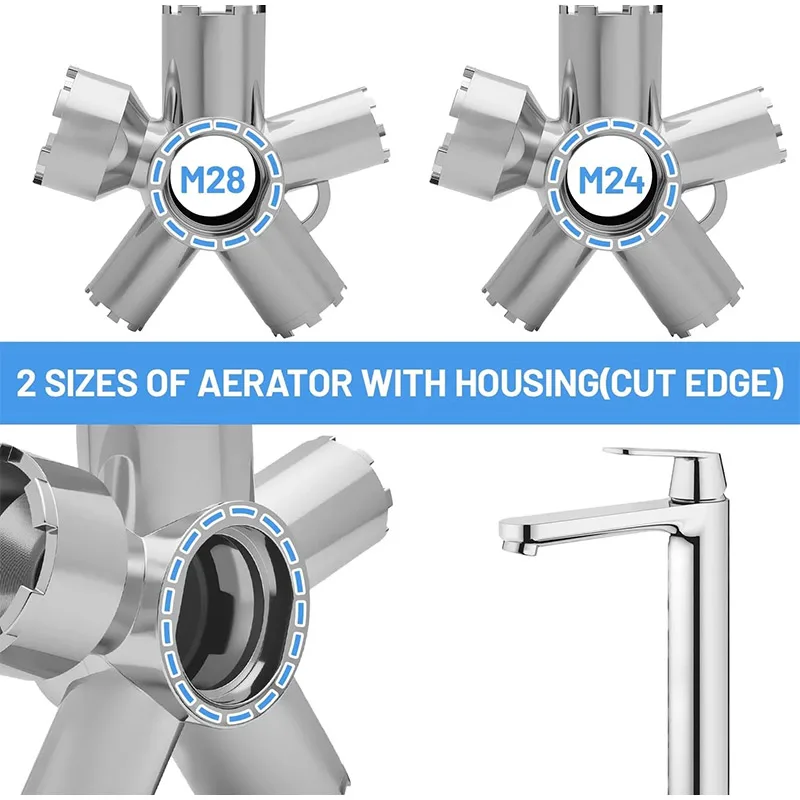 Faucet Aerator Removal Tool Heavy Duty Key for M16.5-M28 Hidden Casing Aerator Sink Tap Aerator Wrench Remover