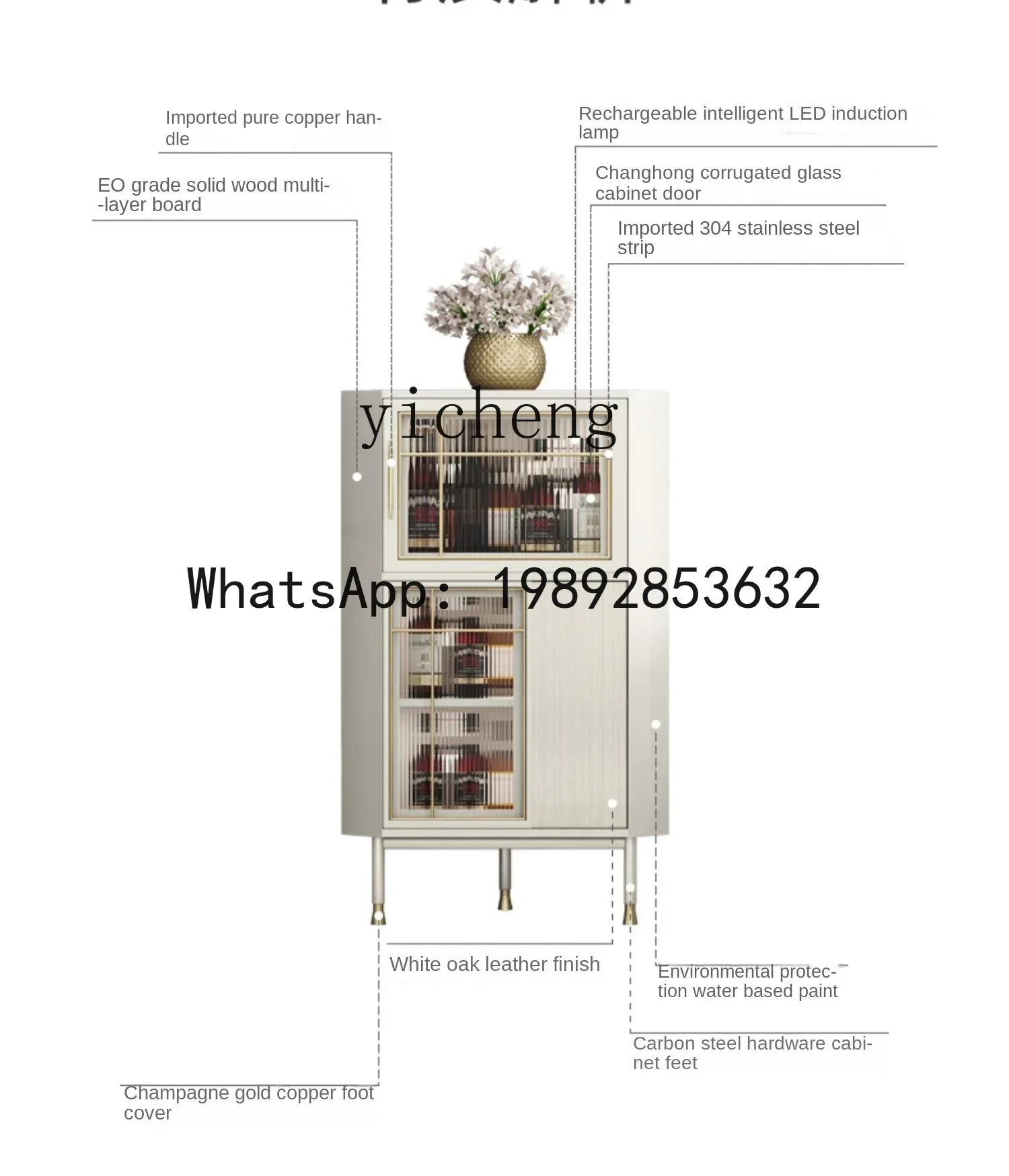 H2 Light Luxury Corner Cabinet Triangle Glass Wine Cabinet Modern Minimalist Living Room Solid Wood Corner Cabinet
