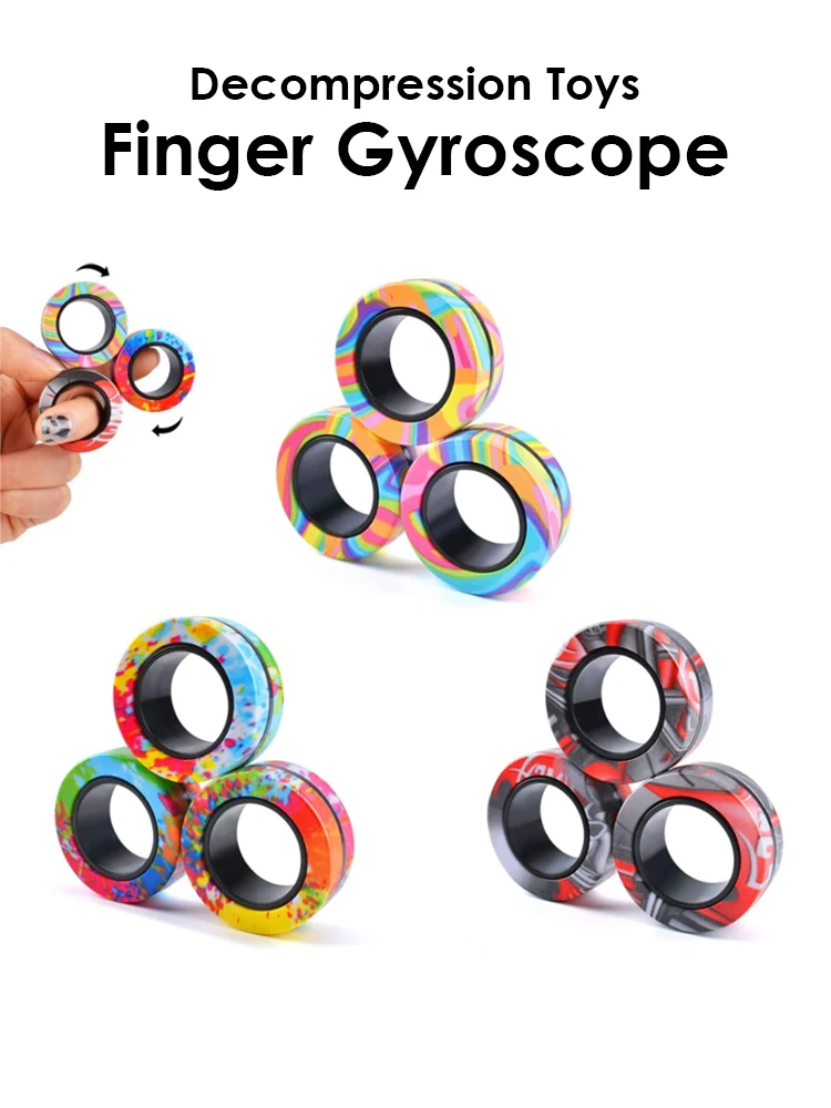 3 pièces anneaux magnétiques Fidget jouet ensemble adulte Fidget aimants Spinner anneaux Fidget Pack grand cadeau pour adultes adolescents enfants