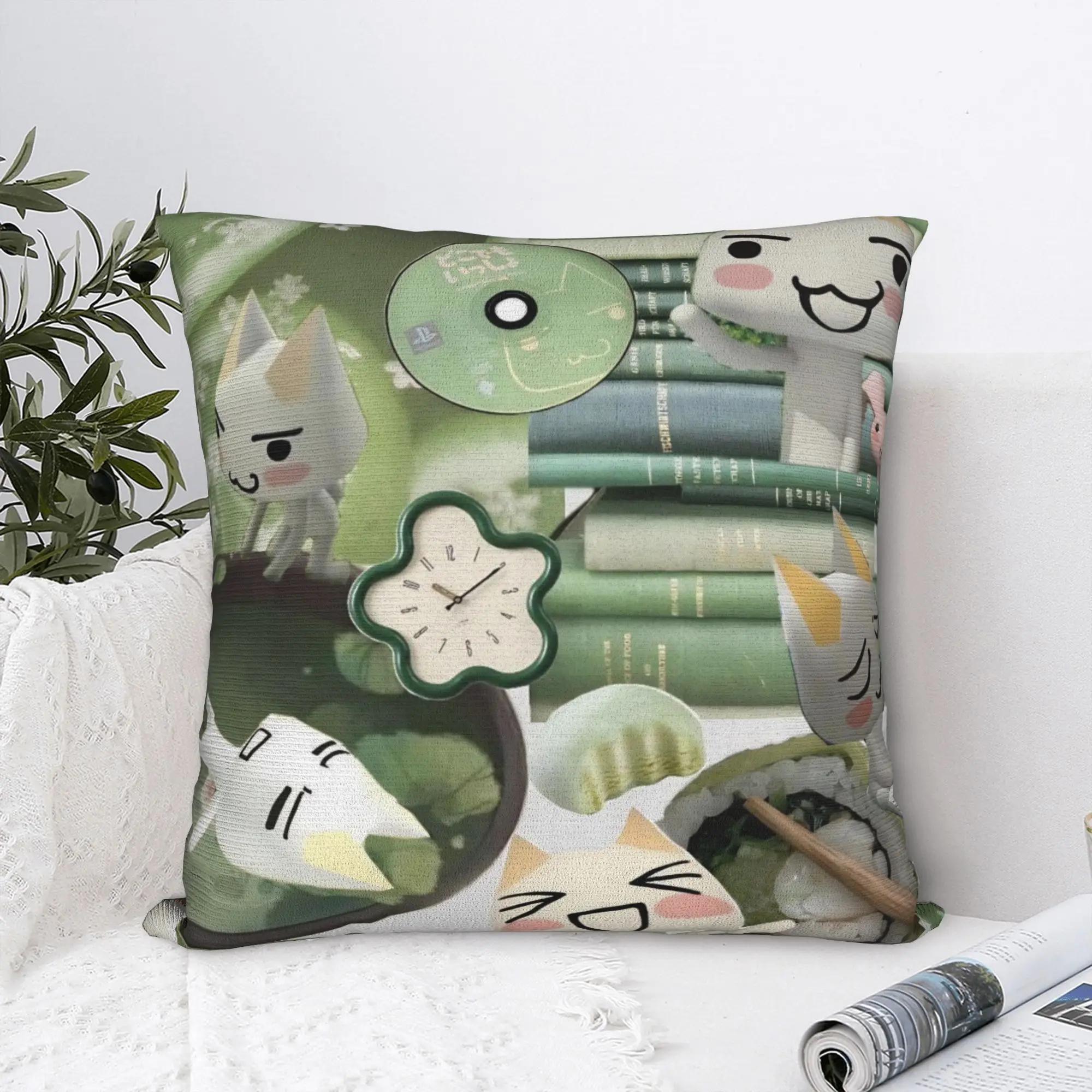 Toro Inoue Cat Square Pillow Case Polyester Throw Pillow Kawaii Neko , Novelty Pillowcover Home Decor
