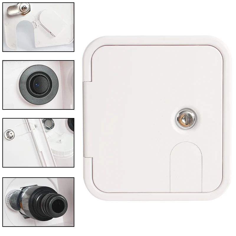 Acessórios de água para RV mais vendidos, gravidade multifuncional, trava por gravidade, escotilha quadrada, entrada por gravidade