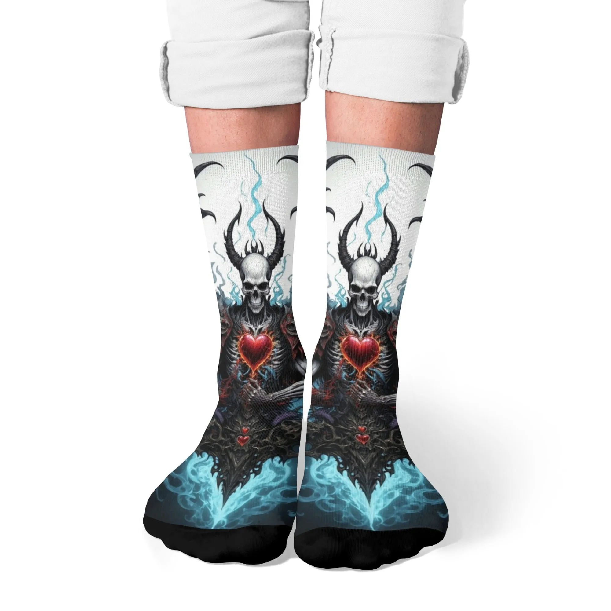 Dark Skull Love Angel Trend Herrensocken Harajuku-Stil Crazy Street Hip-Hop-Socken Neuheit Lustige Kompressionssocken Partygeschenk