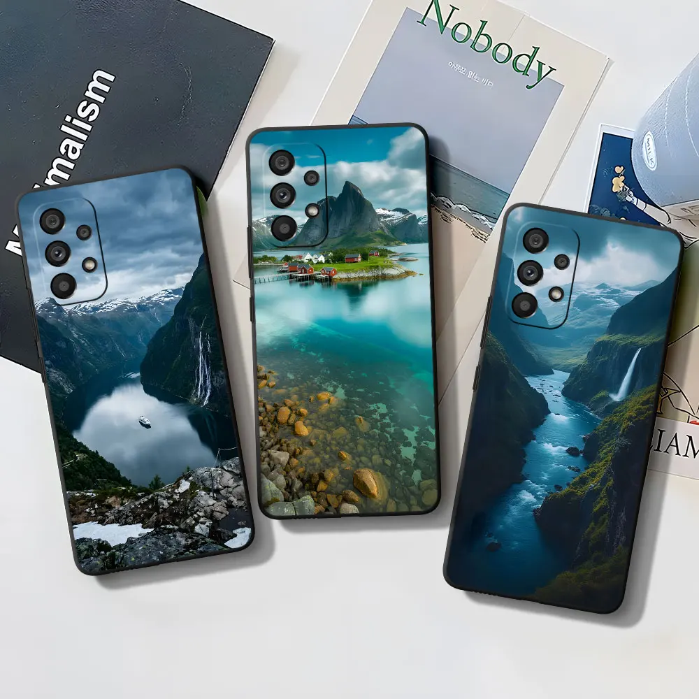 Phone Case for Samsung Galaxy A15 A55 A16 A54 A34 A12 A14 A33 A21s A17 A53 A35 A51 A57 A11 TPU Cover Attraction Norwegian Fjords