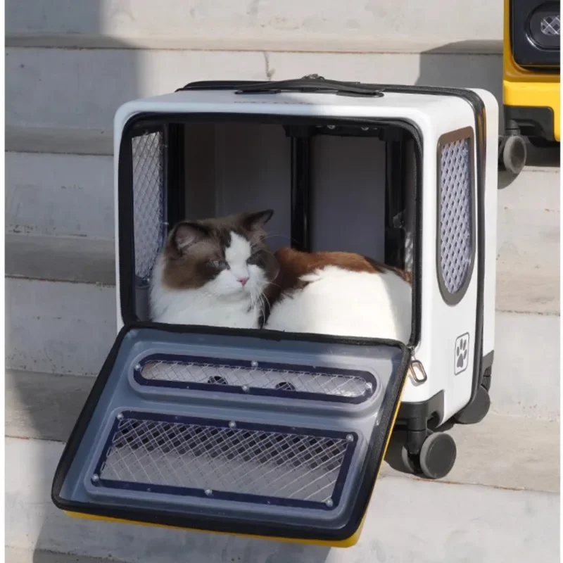 Large Capacity Pet Luggage Box Breathable Cat Bag Adjustment Rod Silent Basket Shockproof Pet Stroller Pet Travel Carriy