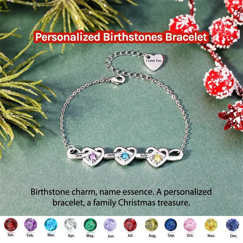 Personalized Name Birthstone Bracelet for Women Mothers Bracelet with Birthstone Mothers Day Gifts Birthday Gift for Mom Grandma