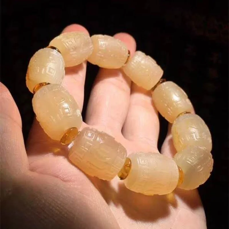 Six-Word Mantra Buddhist Prayer Beads Tibetan Highland Horn Men and Women Versatile Cooling Bracelet