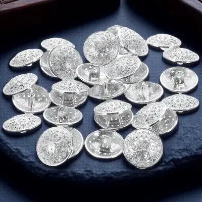 

30Pcs 23mm Durable Metal Buttons Hollow-Out Design for Clothing Shoes T-Shirts Backpacks Craft DIY Silver