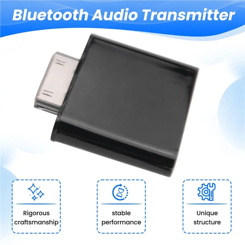 Transmisor de Audio Bluetooth de 30 pines para Ipod Classic Ipod Nano Touch, adaptador de Audio estéreo inalámbrico, Dongle Bluetooth, duradero, negro