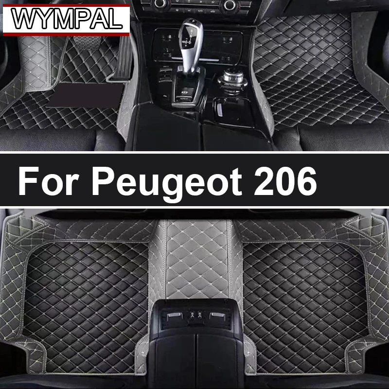 Car Floor Mats For Peugeot 206 206+ 1998~2013 Carpets Rugs Luxury Leather Mat Interior Parts Car Accessories 1999 2000 2001 2002