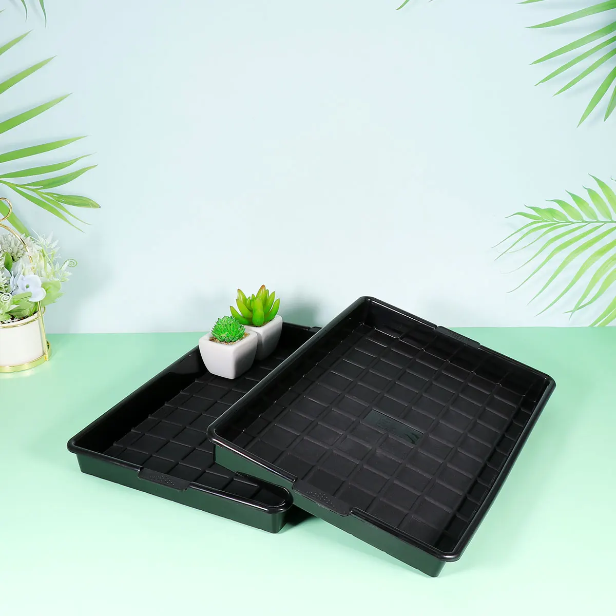 

2 Pcs Flower Pot Tray Plant Pots Indoor Succulent Holder Plastic Hydroponics Planter Container Nursery Bonsai