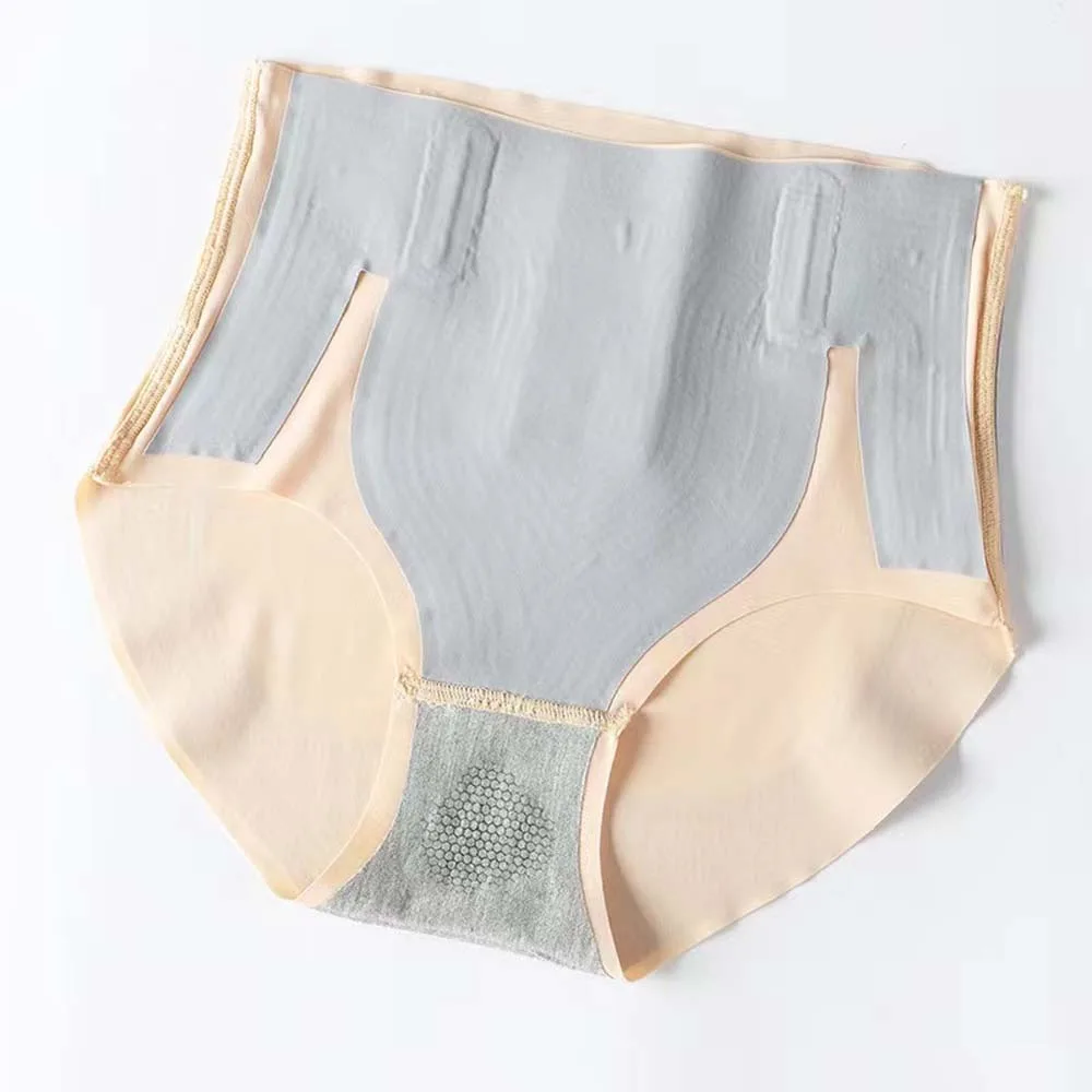 High Waist Butt Lifting Briefs with Buckle Waist Trainer Ice Silk Seamless Panties Women Belly Contracting Lingerie